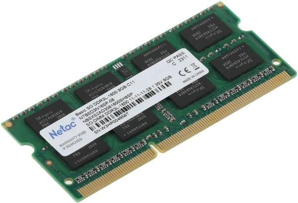 Оперативная память DIMM NETAC NTBSD3N16SP-08 DDR3L - 1x8Гб, 1600МГц, Ret